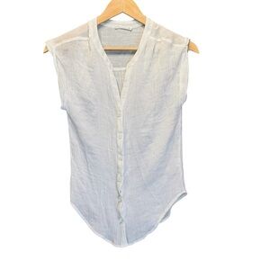 Timing. Elegant Sleeveless White Button-Down Shirt. Size Small.